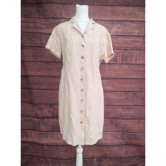 Pres De Chamonix Dresses & Skirts - Pres de Chamonix Safari style Shirt dress linen blend outdoors Size 10